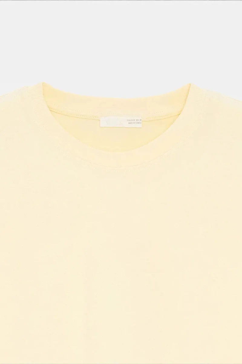 Dilvin Lemon Yellow DILVIN Oversized Cotton Crew Neck T-Shirt for Women | Best Price UAE