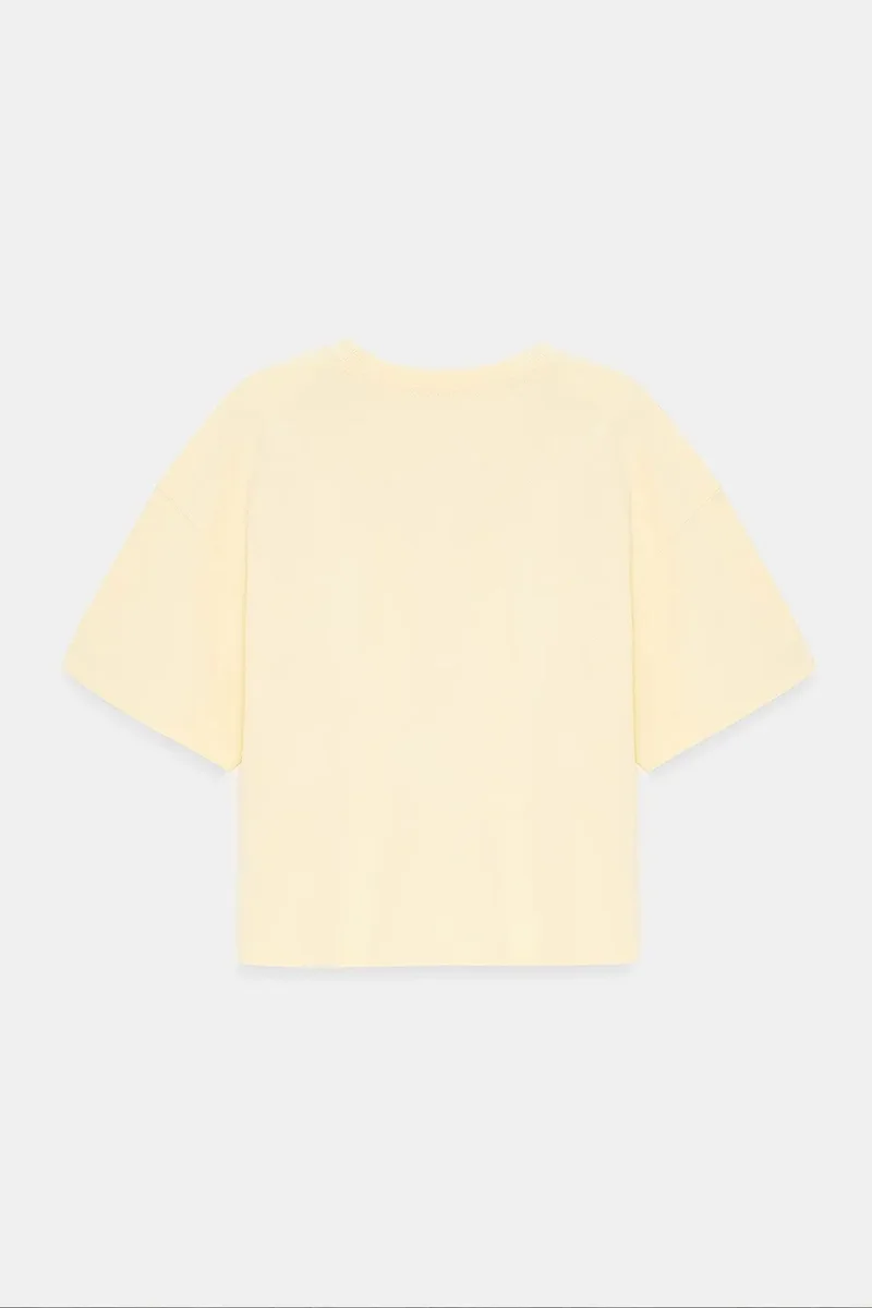 Dilvin Lemon Yellow DILVIN Oversized Cotton Crew Neck T-Shirt for Women | Best Price UAE