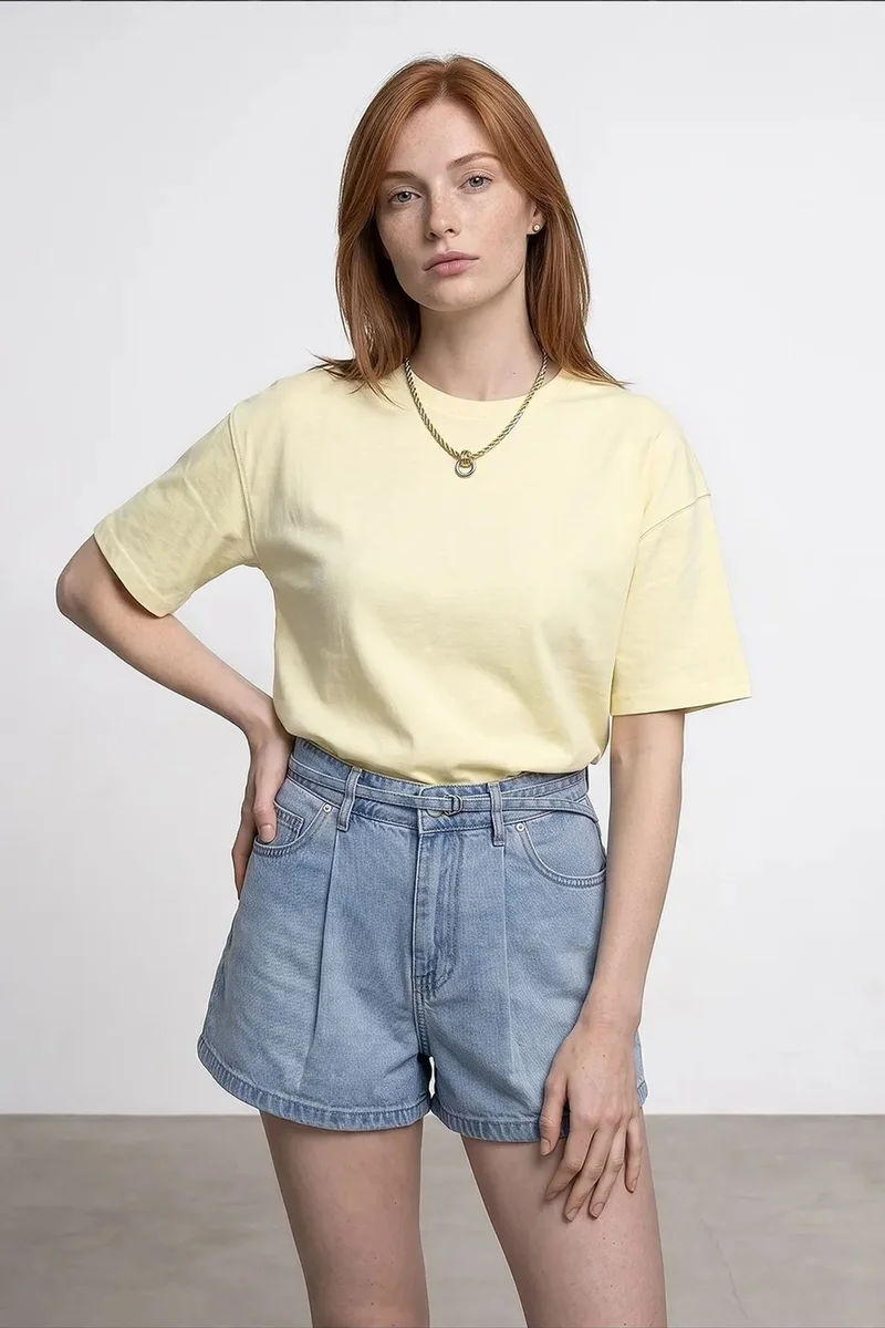 DILVIN Oversized Cotton Crew Neck T-Shirt