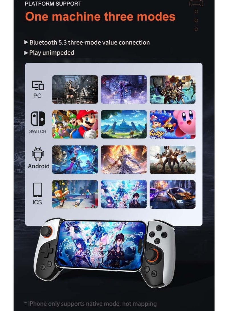 general Professional Stretch Gamepad Gamwing JK03 Bluetooth Gaming Controller Clip size:5.4-7.3inches for Switch / Android / iOS / PC with Hall Joysticks / Precidion Trigger / Vibration Motor / Sensitive Rocker / Custom Mapping - Image 5