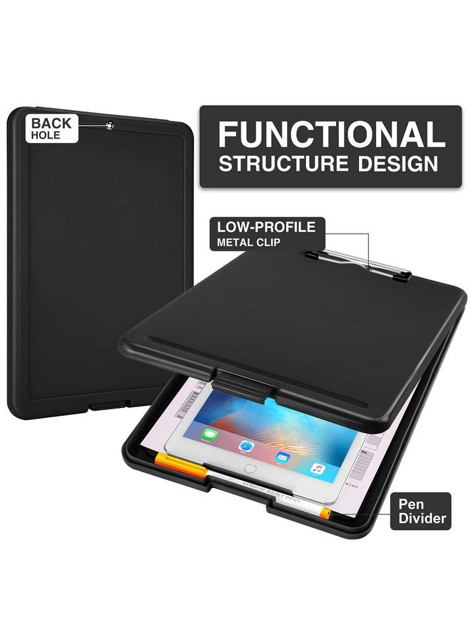 Sooez Clipboard With Storage Plastic Storage Clipboard With Low Profile Clip Heavy Duty Nursing Clipboards Foldable Coaches Clipboard Case For Work Kids Teacher Must Haves Office School Supplies - Image 3