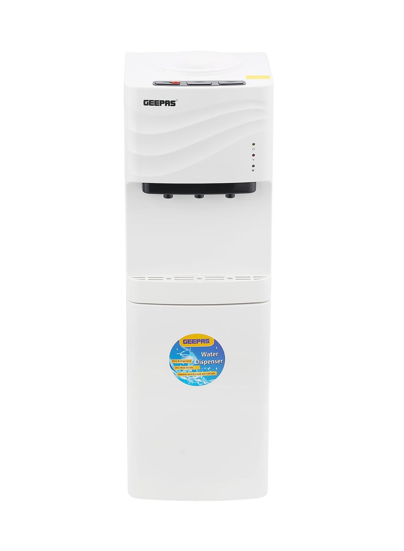 GEEPAS Water Dispenser with Refrigerator| Stainless Steel Water Tank with Compressor Cooling and 3 Taps, Hot, Normal and Cold| Equipped with Child Safety Button| Perfect for Home and Office| 2 Years Warranty GWD8355 White - Image 1