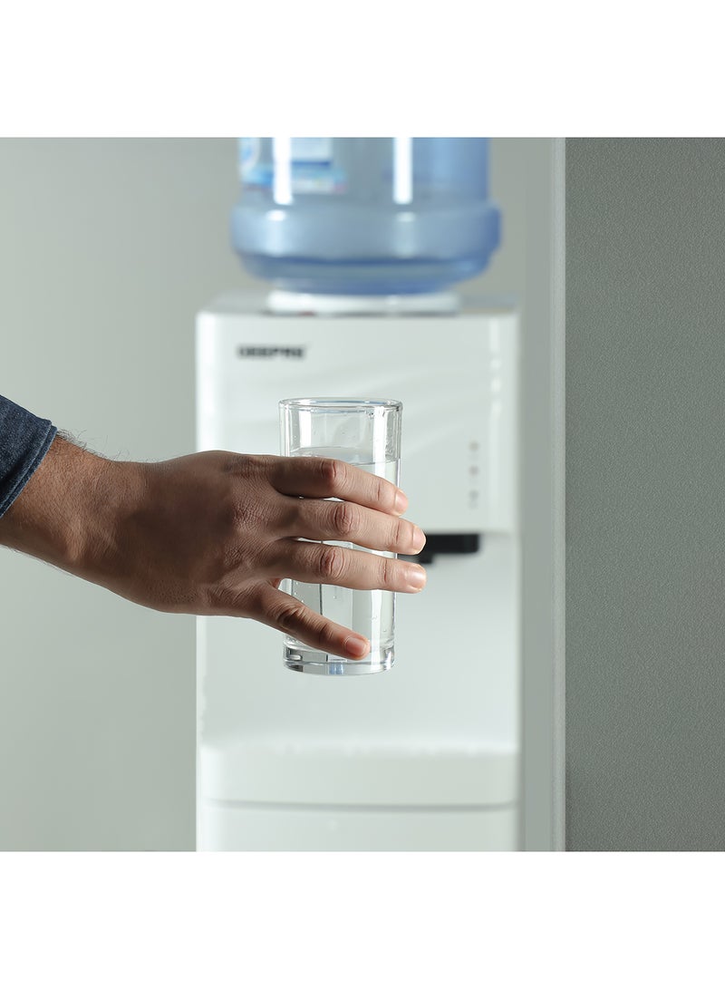 GEEPAS Water Dispenser with Refrigerator| Stainless Steel Water Tank with Compressor Cooling and 3 Taps, Hot, Normal and Cold| Equipped with Child Safety Button| Perfect for Home and Office| 2 Years Warranty GWD8355 White - Image 5