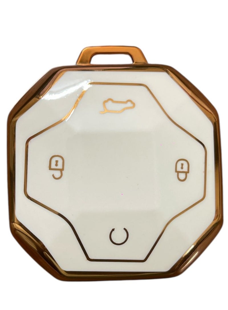 غطاء مفتاح السيارة، حماية كاملة من JetourT2، غطاء حماية ناعم من مادة TPU لمفتاح Traveller T2 Smart Fob للسيارة الذكية، بديل، ملحقات، أبيض وذهبي، متوافق مع TPU من JETOUR - Image 1