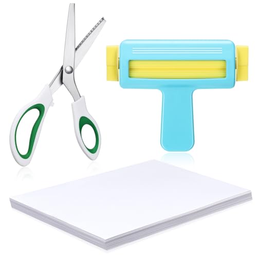 Feifeiya Paper Crimper 9 Pinking Shears Glossy Thin Inkjet Paper 100 Sheets 825 x 116 Inches for Chip Bags Crafting for Inkjet Printer Dye Ink 115gsmBlue Green - Image 1