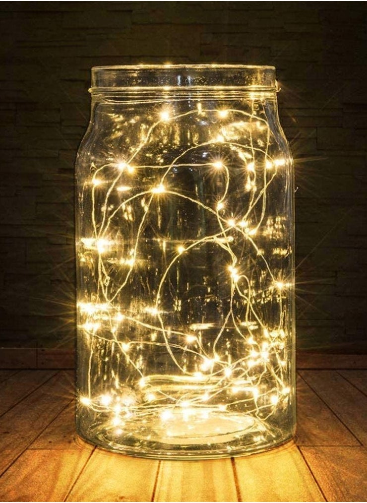 PAMEER - 12ft 35 LEDs Fairy String Lights AA Battery Operated Strip for Christmas Diwali EID Ramadan Wedding Birthday Party Home Decoration Waterproof Single Mode Battery Box Button ON OFF Warm White - Image 1