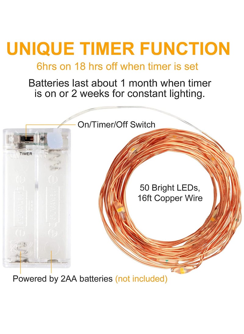 PAMEER - 12ft 35 LEDs Fairy String Lights AA Battery Operated Strip for Christmas Diwali EID Ramadan Wedding Birthday Party Home Decoration Waterproof Single Mode Battery Box Button ON OFF Warm White - Image 1