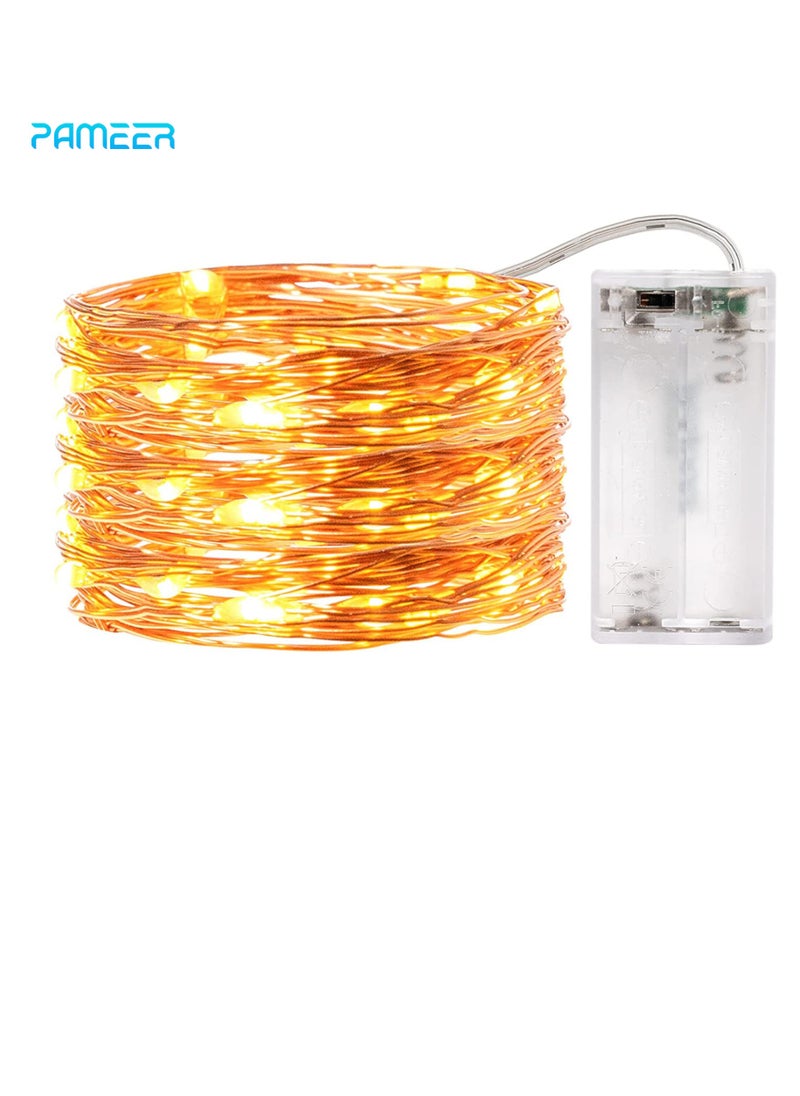 PAMEER - 12ft 35 LEDs Fairy String Lights AA Battery Operated Strip for Christmas Diwali EID Ramadan Wedding Birthday Party Home Decoration Waterproof Single Mode Battery Box Button ON OFF Warm White - Image 1
