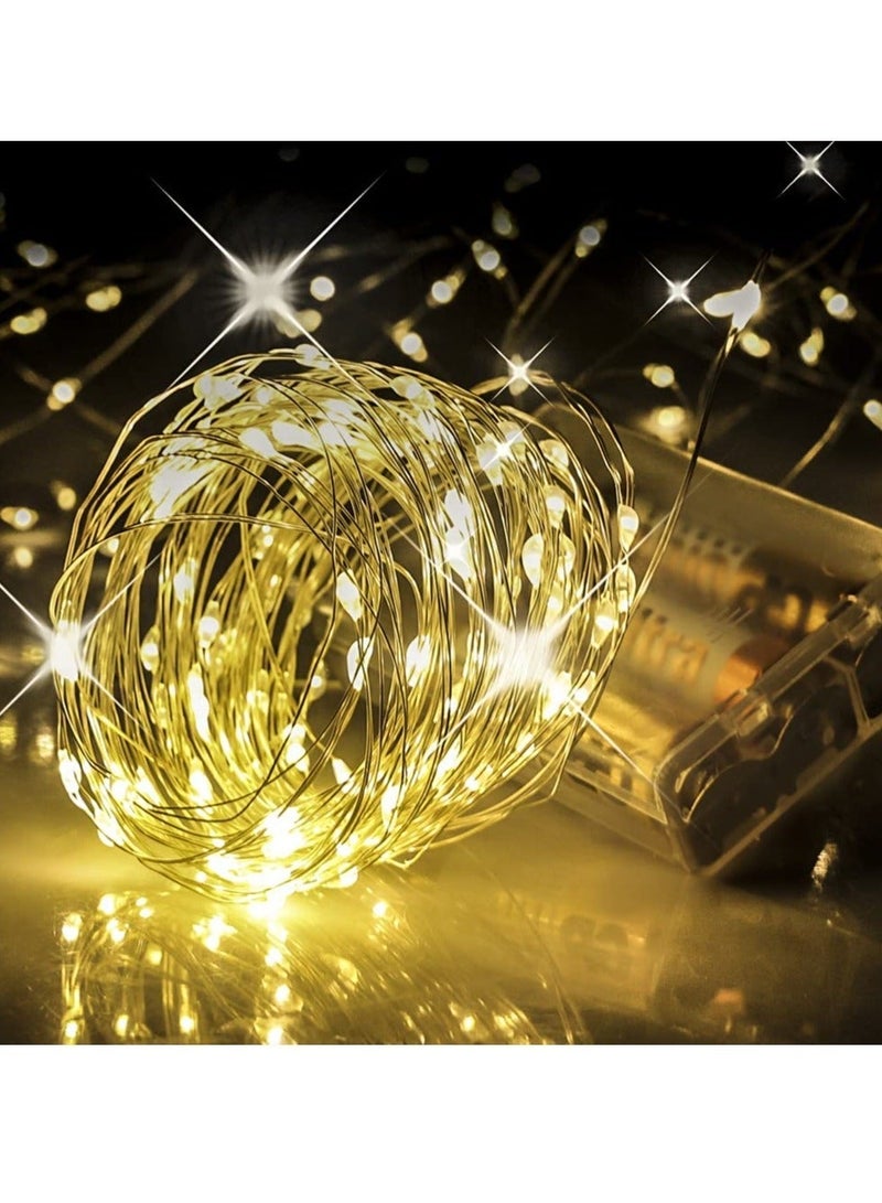 بامير شريط أضواء خرافية بطول 12 قدم و35 مصباح LED ببطارية AA لعيد الميلاد وعيد ديوالي وعيد رمضان وحفلات الزفاف وأعياد الميلاد وديكور المنزل مقاوم للماء ووضع واحد وزر صندوق البطارية على إيقاف اللون الأبيض الدافئ - Image 3