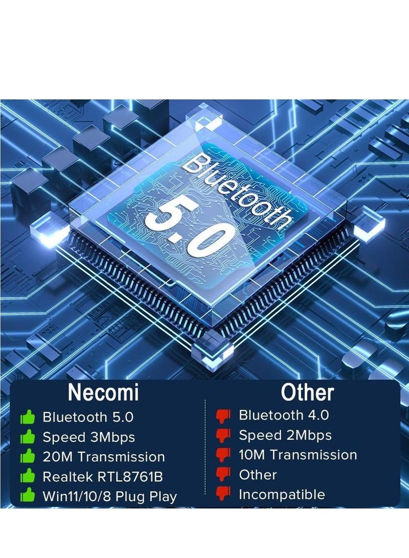 محول بلوتوث USB ، جهاز استقبال محول بلوتوث 5.0 يدعم Windows 11/10 / 8.1 / 7 ، مناسب لأجهزة الكمبيوتر المكتبية وأجهزة الكمبيوتر المحمولة والماوس ولوحات المفاتيح والطابعات وسماعات الرأس ومكبرات الصوت - Image 3