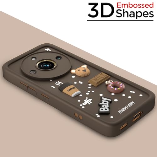 Pikkme Back Cover for Realme 11 Pro / 11 Pro Plus 5G / Narzo 60 Pro 5G | 3D Cartoon Silicone Case Cute & Fun Full Protective Bumper Cover (Brown) - Image 3