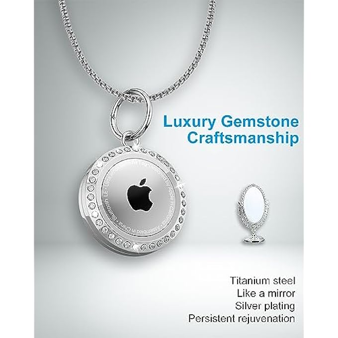 Apple Airtag Necklace,Titanium Steel Rhinestone Airtag Necklace Kids,Air Tag Necklace For Adults Kids Boys Women,75Cm Adjustable Alloy Necklace With Airtag Holder Compatible Apple Air Tag - Image 5