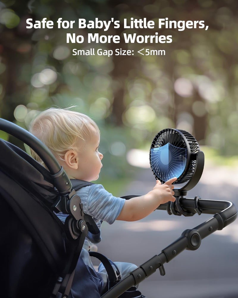 Koonie 5000mAh Portable Stroller Fan  3Speed Battery Operated Flexible Clipon Tripod 360 Rotate Flexible TripodUSB Rechargeable Cooling for Bike Treadmill Travel  Car Seat - Image 3