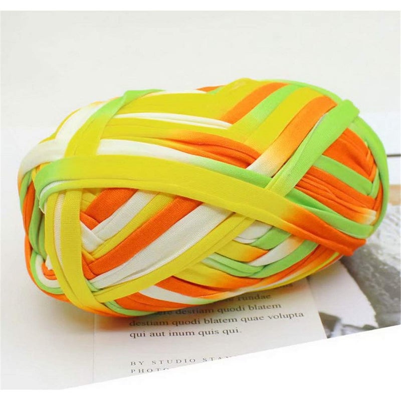 1 PCS Colorful TShirt Yarn Knitting Yarn Fabric Crochet Cloth for DIY Knitted Fabric Art 53 YellowGreen