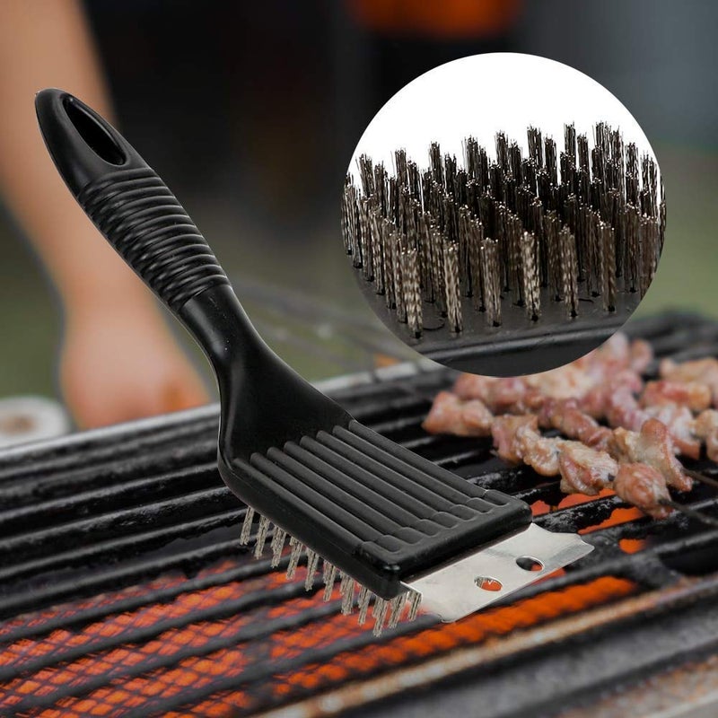Matiko Barbecue Grill Brush and Scraper BBQ Grill Cleaning Brush Stainless Steel Bristle Barbeque Brush Oven Scraper Brush Cleaner Black Barbecue Cleaning Brush - Image 1