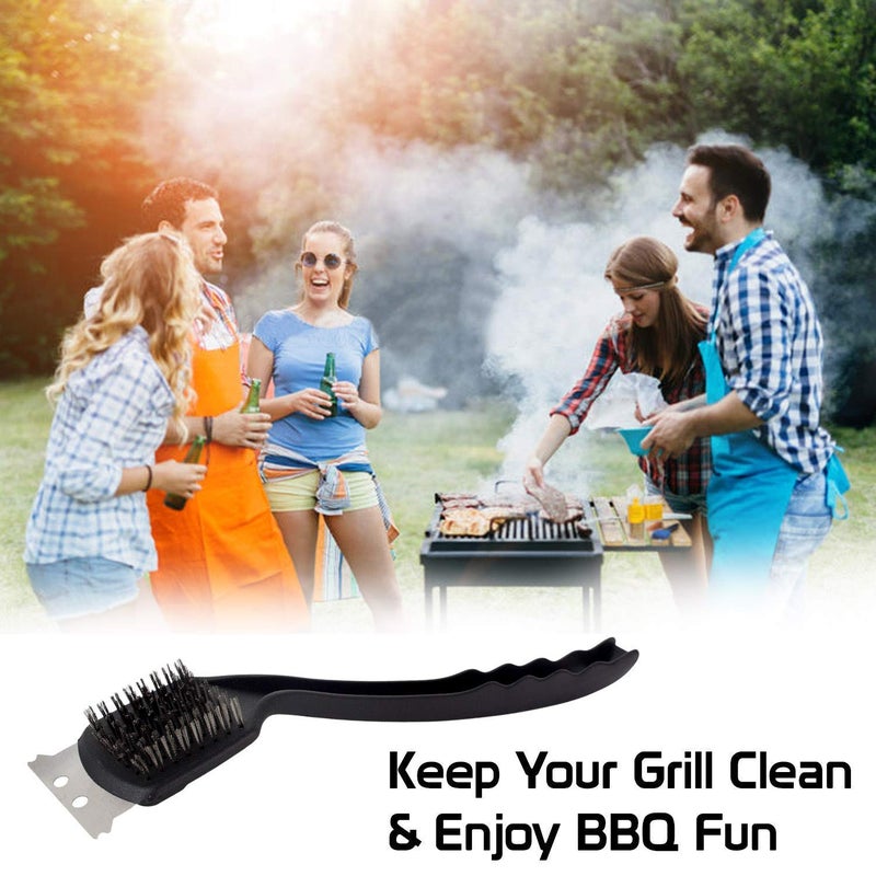 Matiko Barbecue Grill Brush and Scraper BBQ Grill Cleaning Brush Stainless Steel Bristle Barbeque Brush Oven Scraper Brush Cleaner Black Barbecue Cleaning Brush - Image 3