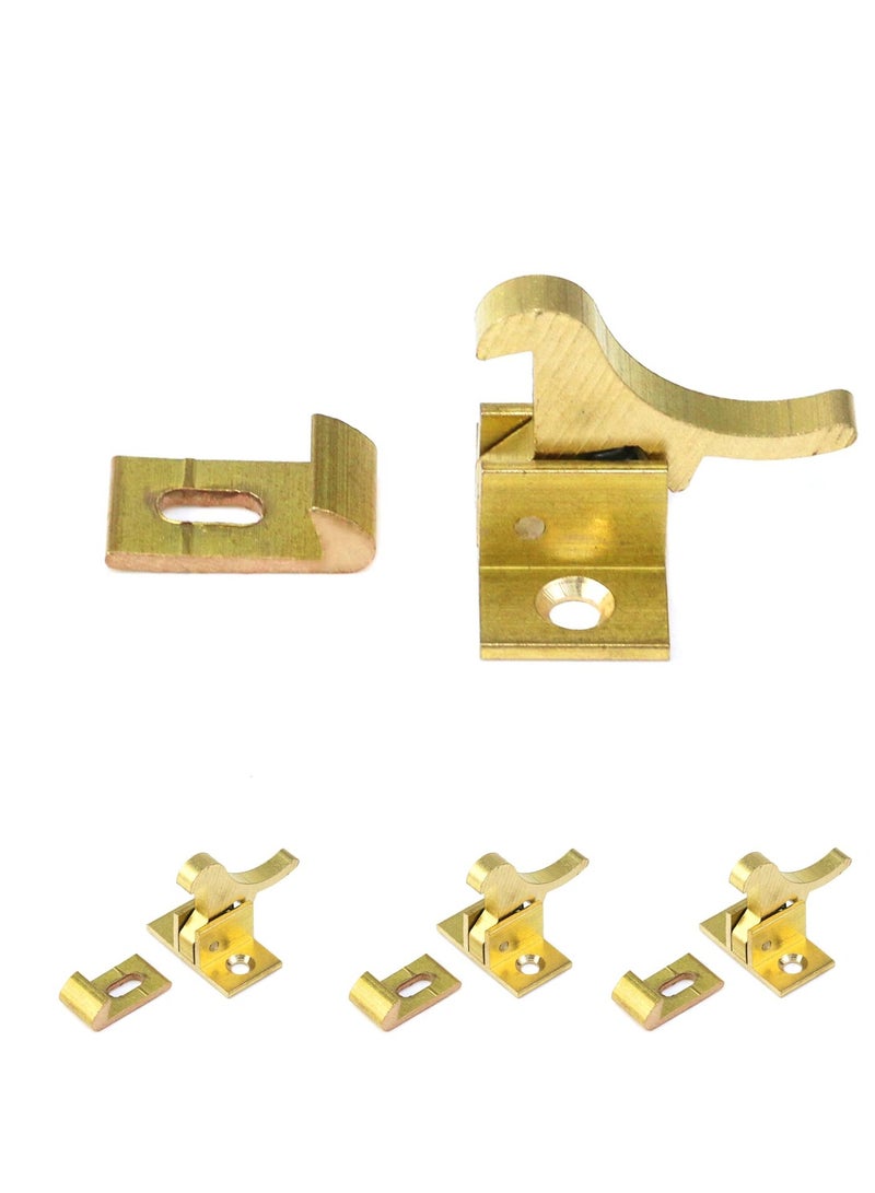 Zikra Heavy Duty Brass Elbow Latch Catch for Cabinets Windows and Doors 4 Pack with Mounting Screws Ideal for Home and Office Use - Image 2