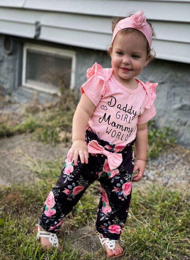 AMAWMW Newborn Baby Girl Summer Outfit Short Sleeve Romper Floral Pants Infant Clothing 12-18 Month Baby Girl Clothes Gift Set - Image 3