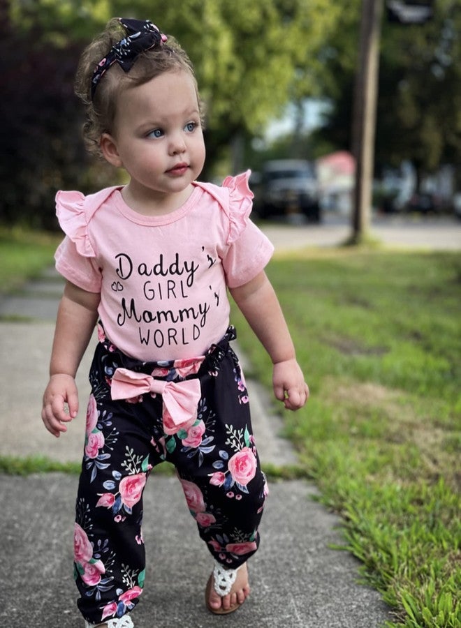 AMAWMW Newborn Baby Girl Summer Outfit Short Sleeve Romper Floral Pants Infant Clothing 12-18 Month Baby Girl Clothes Gift Set - Image 2