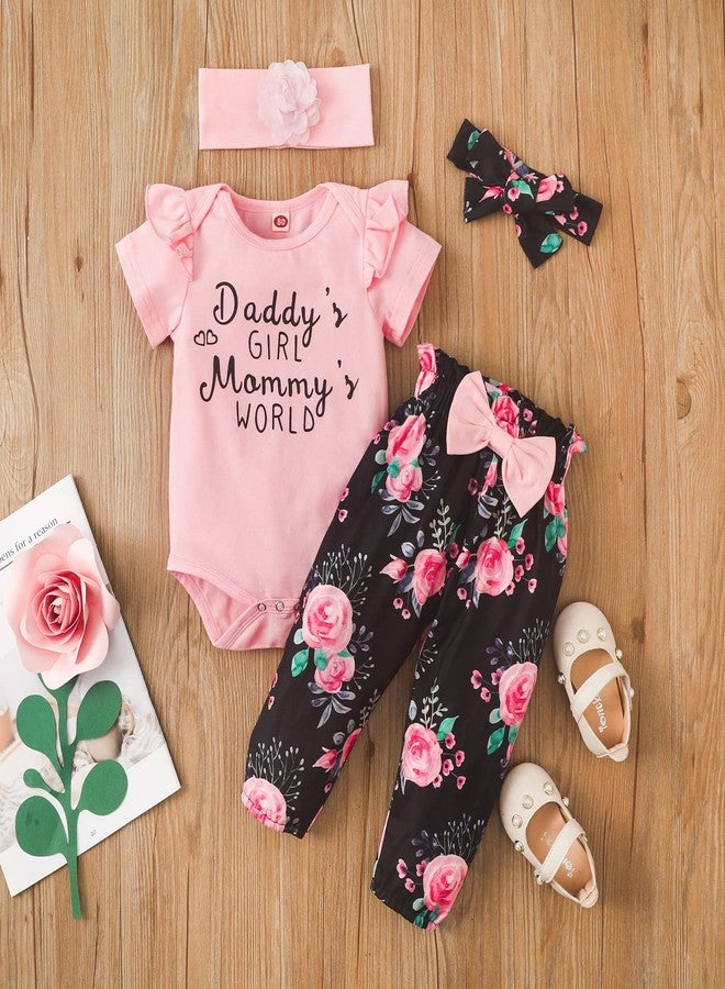 AMAWMW Newborn Baby Girl Summer Outfit Short Sleeve Romper Floral Pants Infant Clothing 12-18 Month Baby Girl Clothes Gift Set - Image 4
