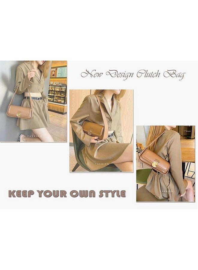 SIBY Women's Brown Underarm Bag |PU Leather Shoulder Tote Handbag with Wide Straps and Metal Lock |Mini Design Handbag- Brown - Image 5