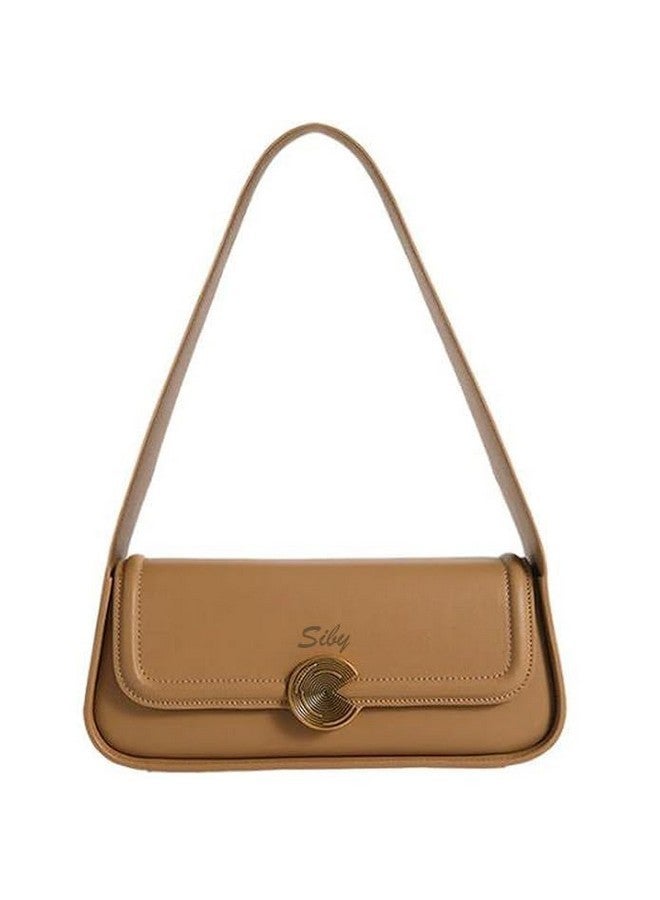 SIBY Women's Brown Underarm Bag |PU Leather Shoulder Tote Handbag with Wide Straps and Metal Lock |Mini Design Handbag- Brown - Image 1