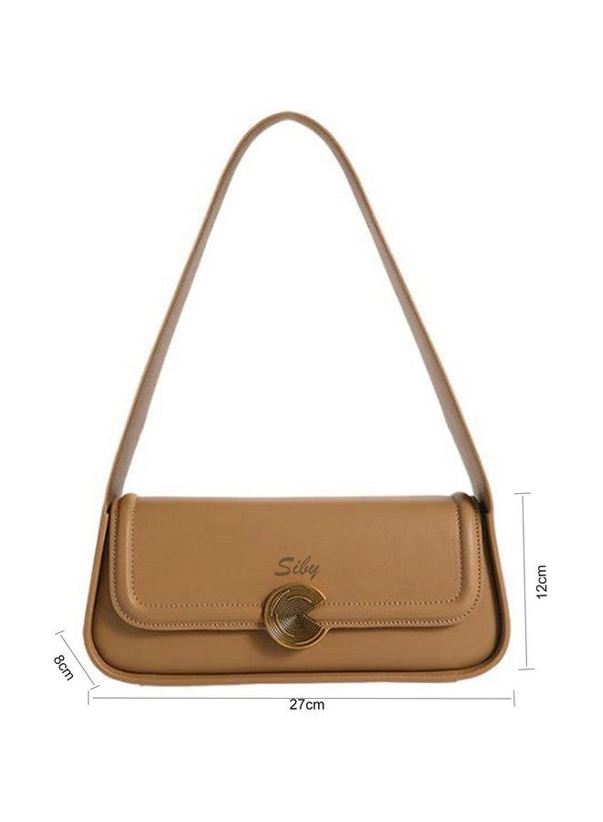 SIBY Women's Brown Underarm Bag |PU Leather Shoulder Tote Handbag with Wide Straps and Metal Lock |Mini Design Handbag- Brown - Image 4