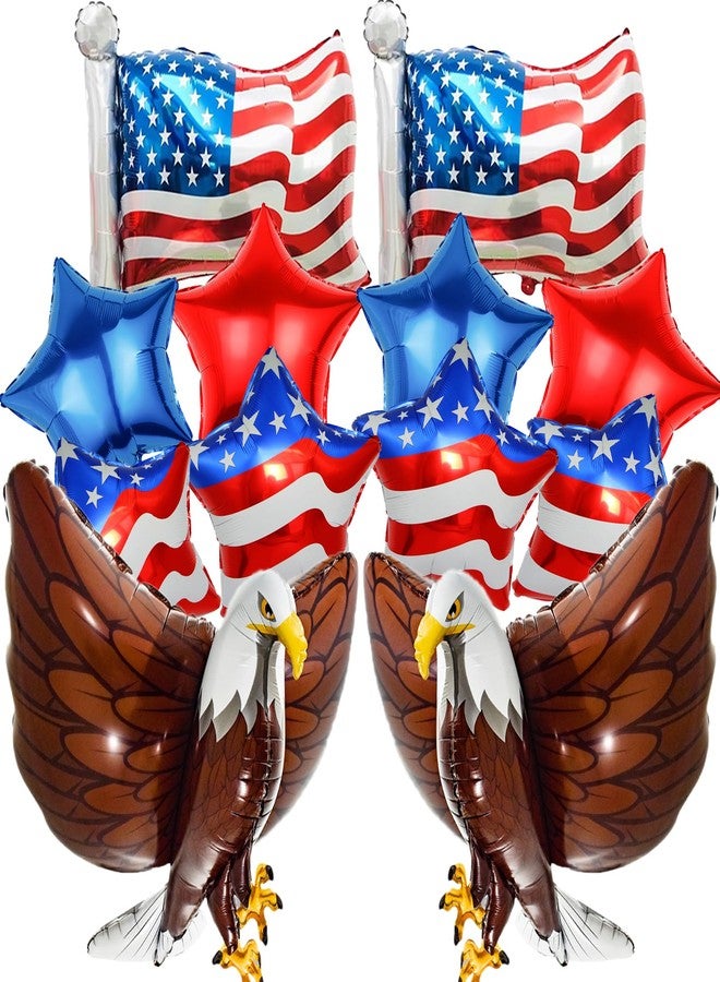 KHC-KHF USA-Balloons 4th of July 12PCS Patriotic Eagle Balloons Red White Blue USA Foil Decor Fourth of July Veterans Day Election Birthday Party Supplies - Image 1