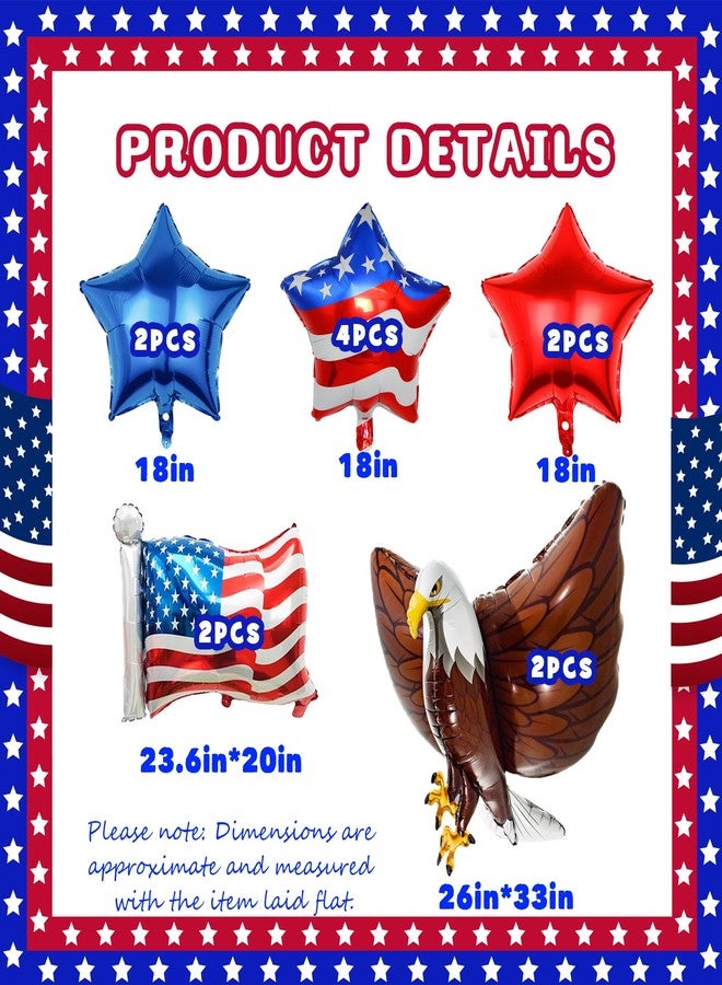 KHC-KHF USA-Balloons 4th of July 12PCS Patriotic Eagle Balloons Red White Blue USA Foil Decor Fourth of July Veterans Day Election Birthday Party Supplies - Image 3