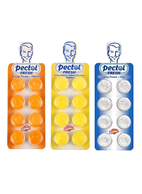 Mint + Lemon + Orange Flavored Lozenges for Mouth Cleansing and Soothing the Throat from Pectol (3 Strips)
