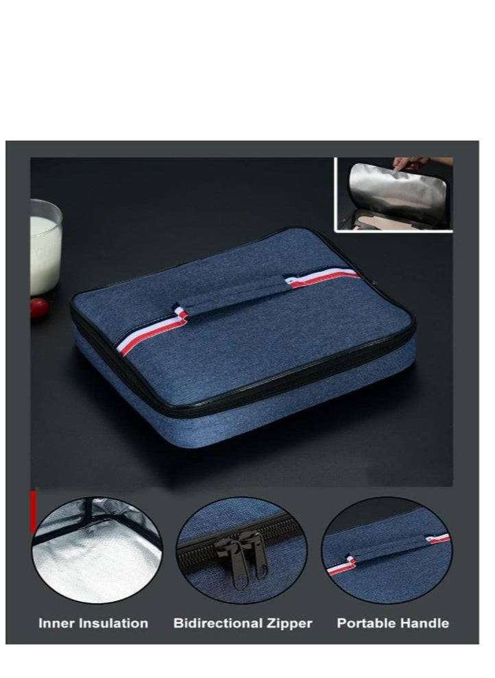 Golden - Stainless Steel Lunch Box Leakproof Bento Box 5 Compartments Lunch Container with Tableware & Insulation Bag for Kids Adults School and Office Hot Water and Microwave Heating (Blue) - Image 1