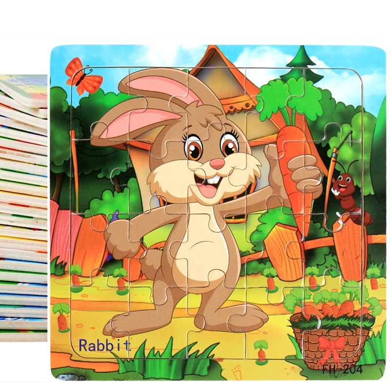 20 Pieces Of Wooden Kidsren'S Intellectual Toys, Wooden Puzzles, Cartoon Animals, Street Stall Toys, Supply - Image 2