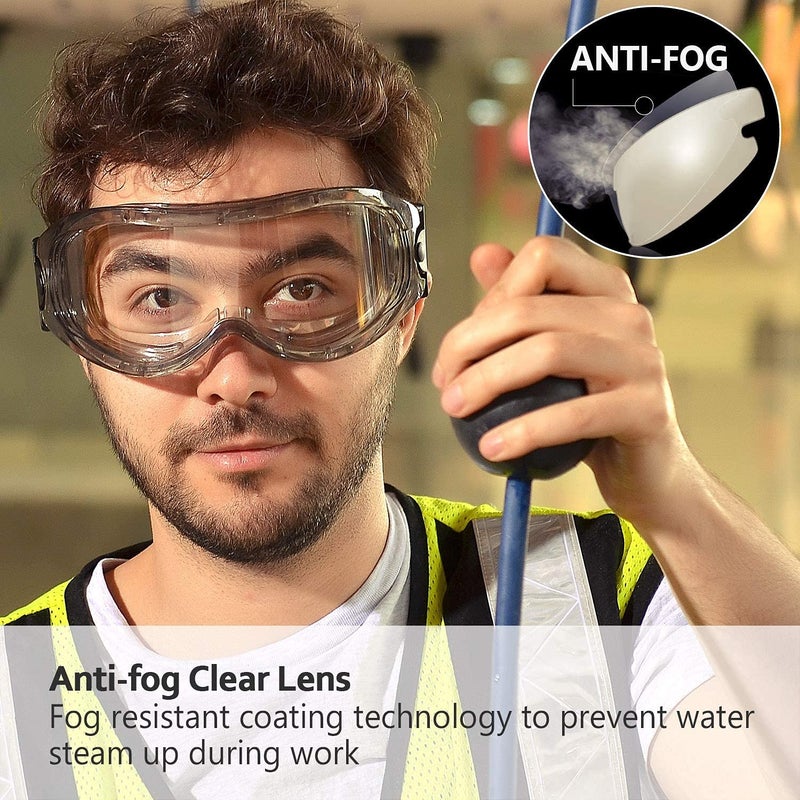 SAFEYEAR ANSI Z87 & EN 166 Anti Fog Safety Goggles Over Glasses for Men Women Anti-Scratch Work Goggles Eye Protection - Image 4
