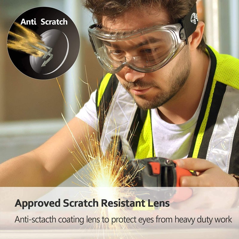 SAFEYEAR ANSI Z87 & EN 166 Anti Fog Safety Goggles Over Glasses for Men Women Anti-Scratch Work Goggles Eye Protection - Image 5
