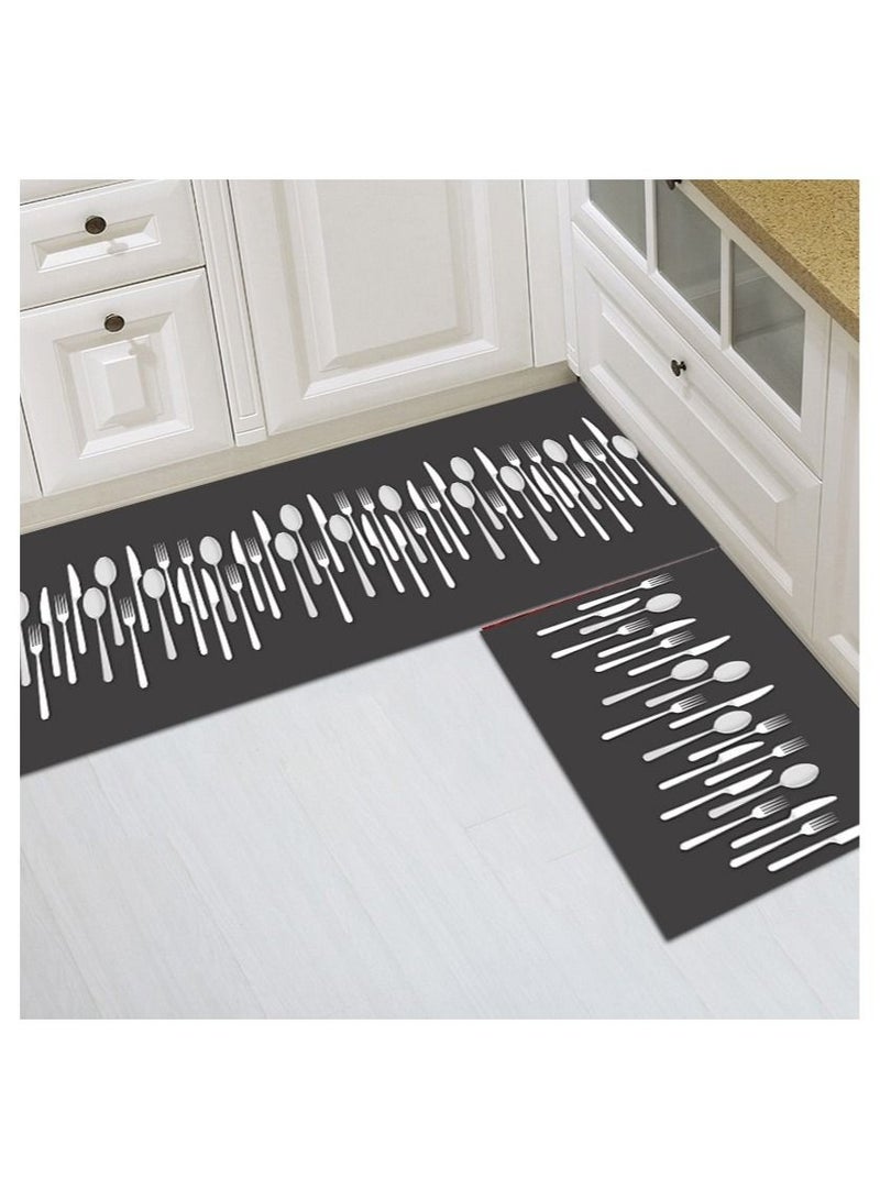 Y&D 2pcs fashion modern area non-slip floor carpet for living room bedroom and kitchen multicolour 40*60cm+40*120cm  - Image 1