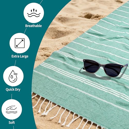 YSYJ 24 Pack Turkish Beach Towel 36"x71" Beach Towels Oversized Bath Towels Sand Free Quick Dry Turkish Towel Bulk Extra Large Pool Blanket Teal - Image 3
