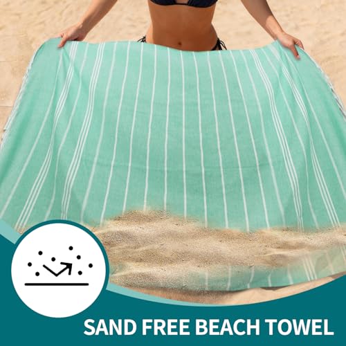 YSYJ 24 Pack Turkish Beach Towel 36"x71" Beach Towels Oversized Bath Towels Sand Free Quick Dry Turkish Towel Bulk Extra Large Pool Blanket Teal - Image 5