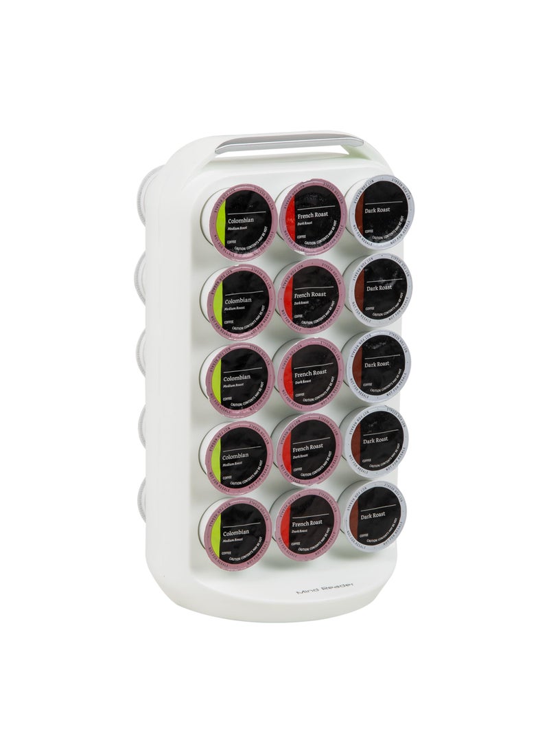 Mind Reader Mind Reader Single Serve Coffee Pod Carousel 30 Pod Capacity Countertop Organizer 675L x 625W x 125H White 