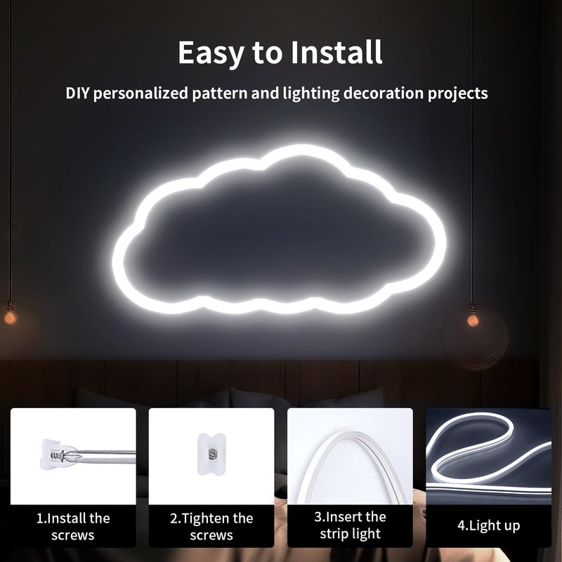 iNextStation 12V White LED Strip Lights 16.4FT, Flexible Silicone Neon Rope Light, Waterproof, Cuttable, Dimmable & Linkable, for Cabinet, Ceiling, Wall, Bedroom, Kitchen, Garage (No Adapter) - Image 4
