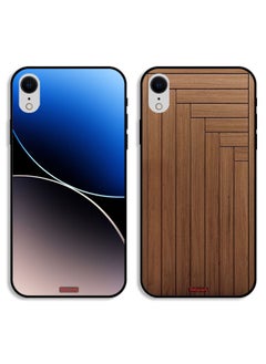 Two Cases For Apple iPhone XR Protective Covers Curve Lines and Door Pattern