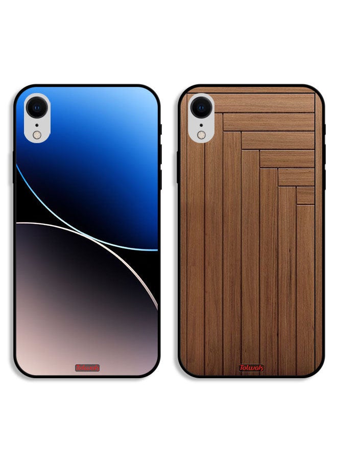 Tolwak - Two Cases For Apple iPhone XR Protective Covers Curve Lines and Door Pattern - Image 1