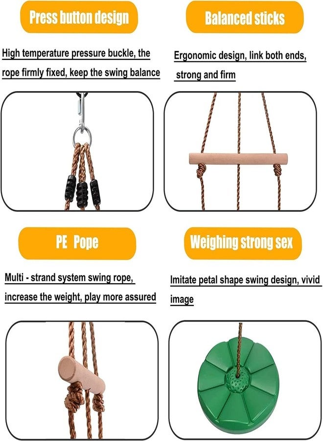 CHARMING TREASURES Monkey Bar Swing for Kids, Disc Swing Set Accessories, Tree Swing for Backyard, 7FT Height Adjustable Playground Accessories for Boys Girls Yellow - Image 2