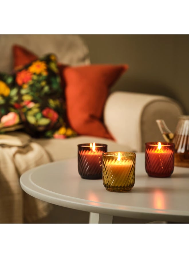 Scented Candles in Glass Set of 3, Vanilla Mixed Colour Decorative Aromatherapy Candles, 20-Hour Burn Time, Reusable Glass Jar Candles for Home Decor and Relaxation - Image 3
