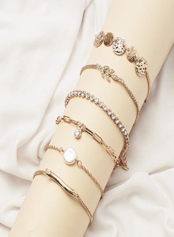 SALTY Anti Tarnish Set of 6 Minimal Chic Stack Bracelets for Women | Fancy Jewellery Gifts | Hand Band | Latest Fashion Accessories for Girls | Minimal Jewelry Design | Ideal for Gifting | Gift for Diwali, Christmas, Marriage, Birthday - Image 4