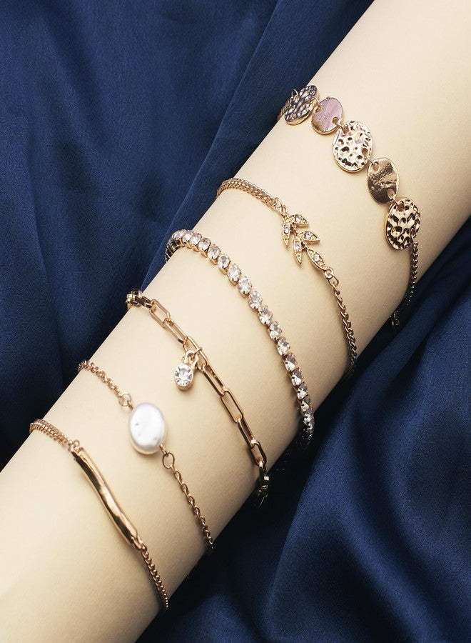 SALTY Anti Tarnish Set of 6 Minimal Chic Stack Bracelets for Women | Fancy Jewellery Gifts | Hand Band | Latest Fashion Accessories for Girls | Minimal Jewelry Design | Ideal for Gifting | Gift for Diwali, Christmas, Marriage, Birthday - Image 3