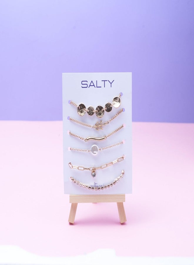SALTY Anti Tarnish Set of 6 Minimal Chic Stack Bracelets for Women | Fancy Jewellery Gifts | Hand Band | Latest Fashion Accessories for Girls | Minimal Jewelry Design | Ideal for Gifting | Gift for Diwali, Christmas, Marriage, Birthday - Image 2