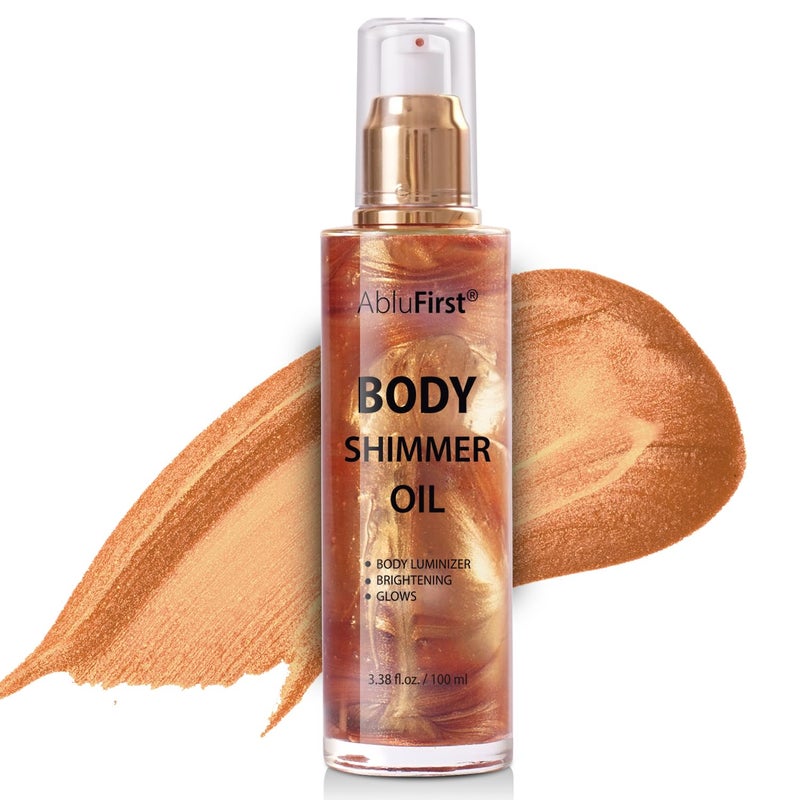 Shimmer Body Oil 100ml Face Glitter Summer Body Moisturizing Light Shimmering Glow NonSticky Party Body Luminizer and Illuminator Smooth 338 Fl Oz Pack of 1 Bronze Gold