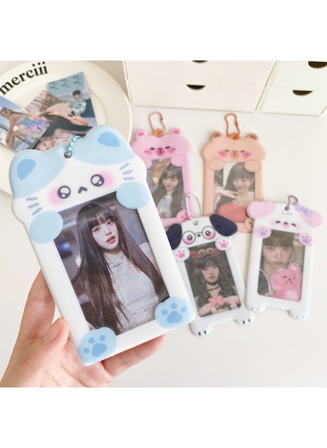 NIBEMINENT 1 - Piece PVC Cartoon AnimalsKpop Photo Card Holder Pendant Key Chain ID Badge Holder ID Card Holder Photo Card Protector for School ID Office ID Access Card for Women Girls  - Image 3