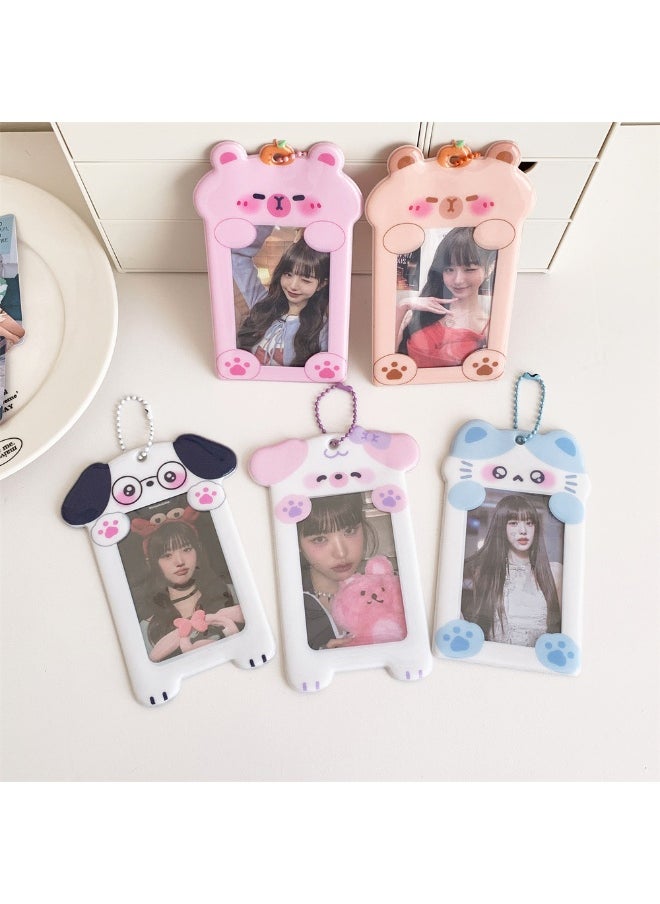 NIBEMINENT 1 - Piece PVC Cartoon AnimalsKpop Photo Card Holder Pendant Key Chain ID Badge Holder ID Card Holder Photo Card Protector for School ID Office ID Access Card for Women Girls  - Image 2