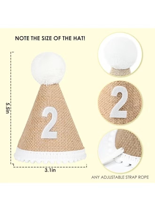 ZVEV 2st Birthday Party Hat For Babies, Birthday Hat, Adjustable Soft Headband, Birthday Decoration Celebration Cone Hats For Celebrations, Linen Decorative Hat, Party Supplies For Baby For Girl And Boy - Image 5